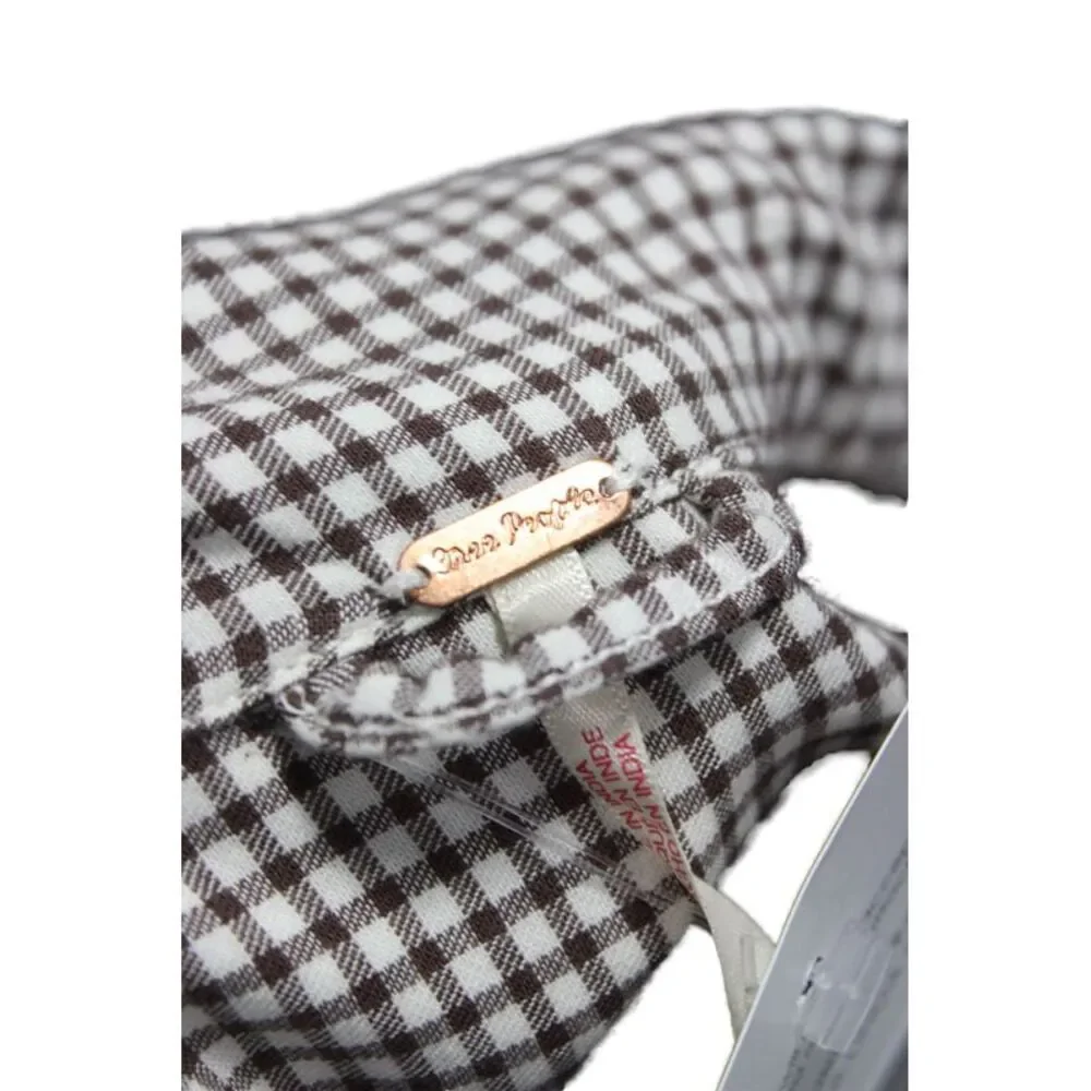 Free People Womens Tunic Button Up Brown Check Cotton Longsleeve Size S